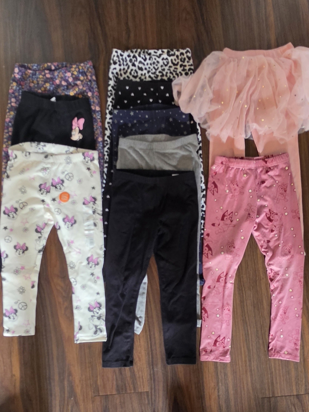 Girls Pink Tulle Skirt and Mixed Leggings Set - Pink